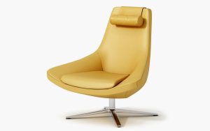 Cold Cured HR Foam High-back PU Leather Lounge Chair