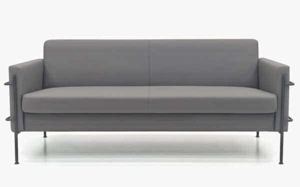 Metal Pipe Frame Design Grey PU Leather Sofa Set
