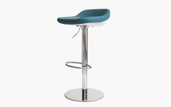 Round Disc Base Polished Chrome Armless Bar Stool