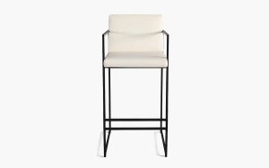 White PU Leather Metal Frame Club High Leg Bar Chair