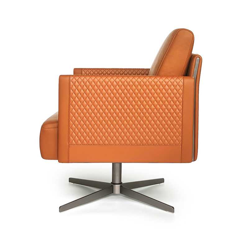 Luxury Auto-return Alloy Base Genuine Leather Boss Sofa Chair - Image 3