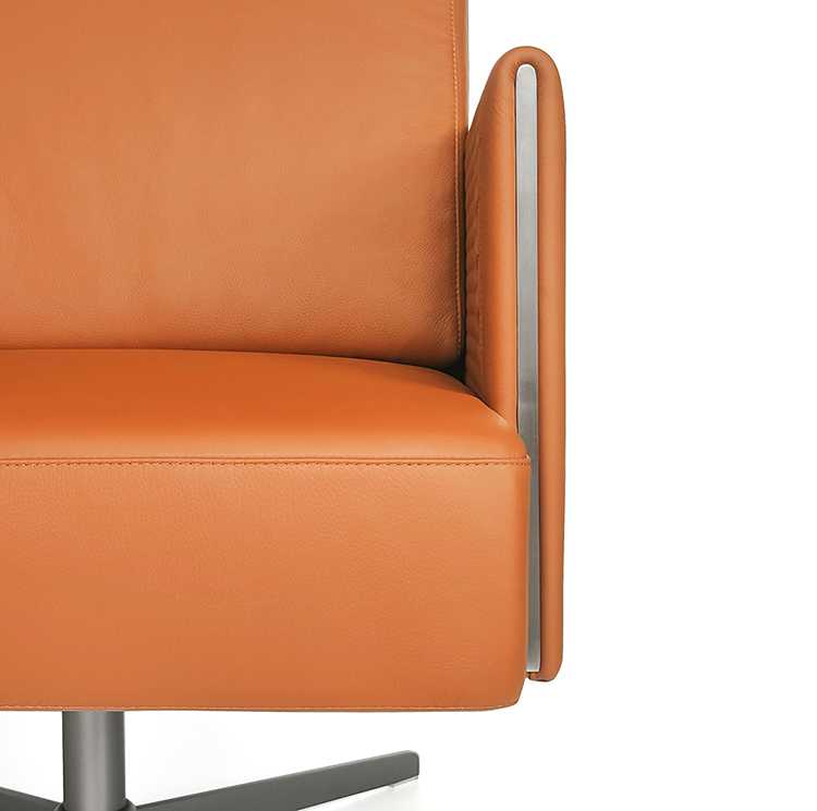 Luxury Auto-return Alloy Base Genuine Leather Boss Sofa Chair - Image 5