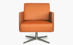 Luxury Auto-return Alloy Base Genuine Leather Boss Sofa Chair